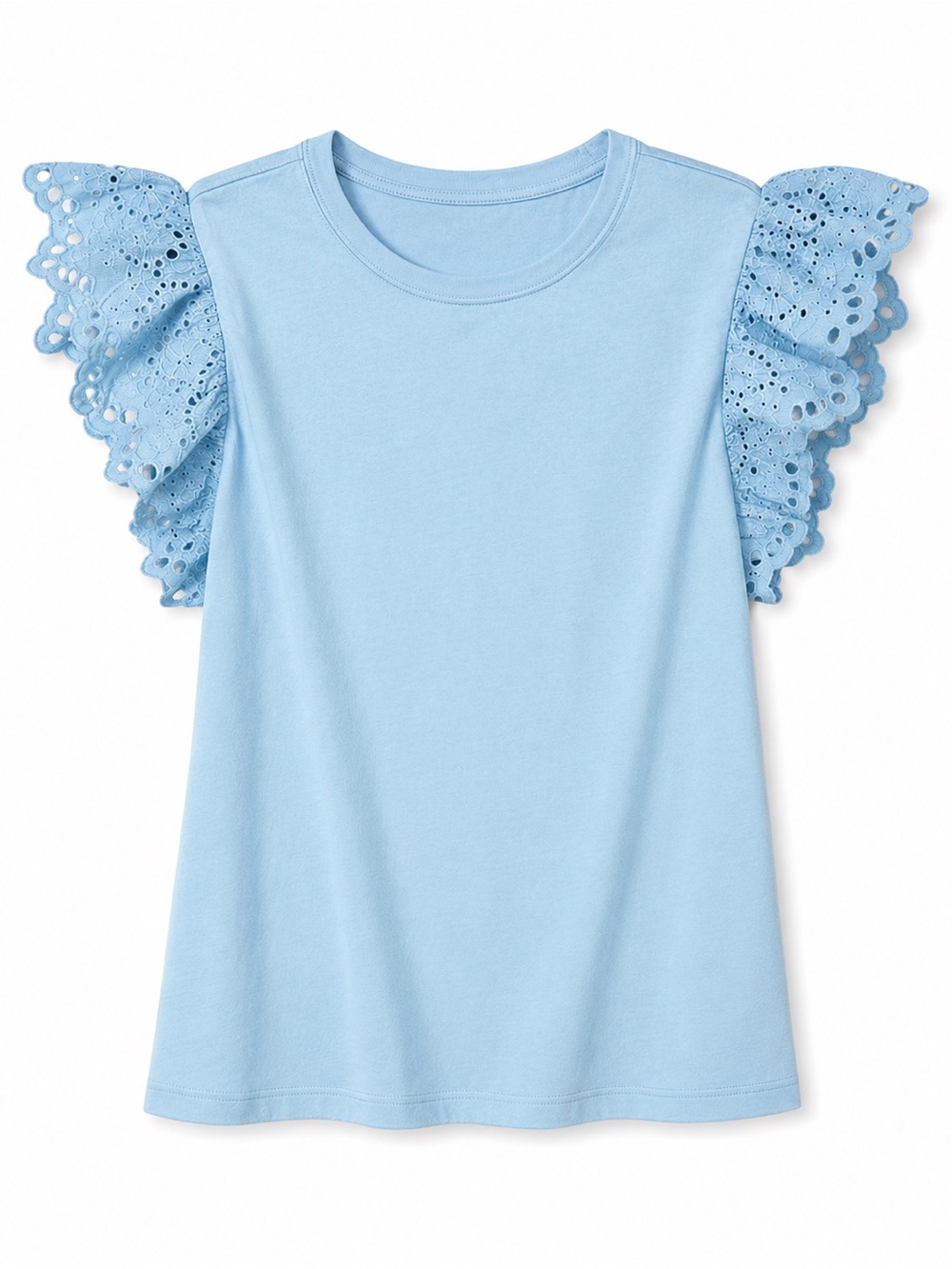 NWT TYLER BOE BLUE RUFFLE SHORT SLEEVE EYELET TOP
